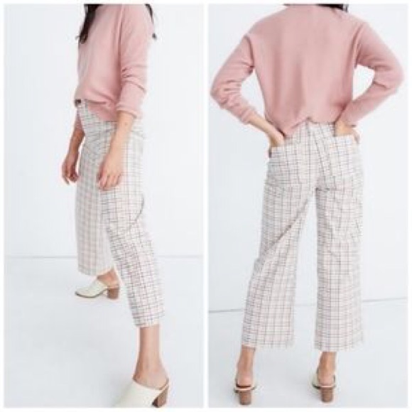 Madewell Pants - Madewell Emmett Wide-Leg Crop Pants in Rainbow Windowpane